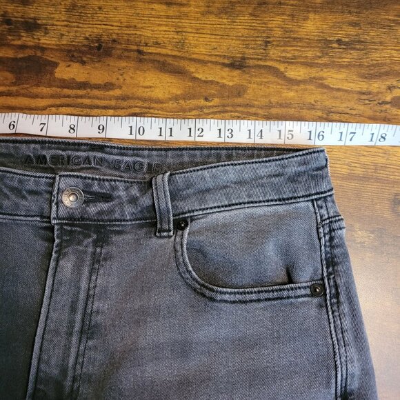 American Eagle Jeans 12 S Mom High Rise Stretch Denim Charcoal Wash - Picture 7 of 11